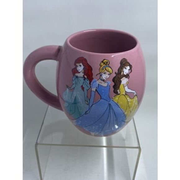 Disney Store Princess Pink 18 oz Ceramic Coffee Cup Mug Ariel Belle Cinderella - Picture 3 of 4
